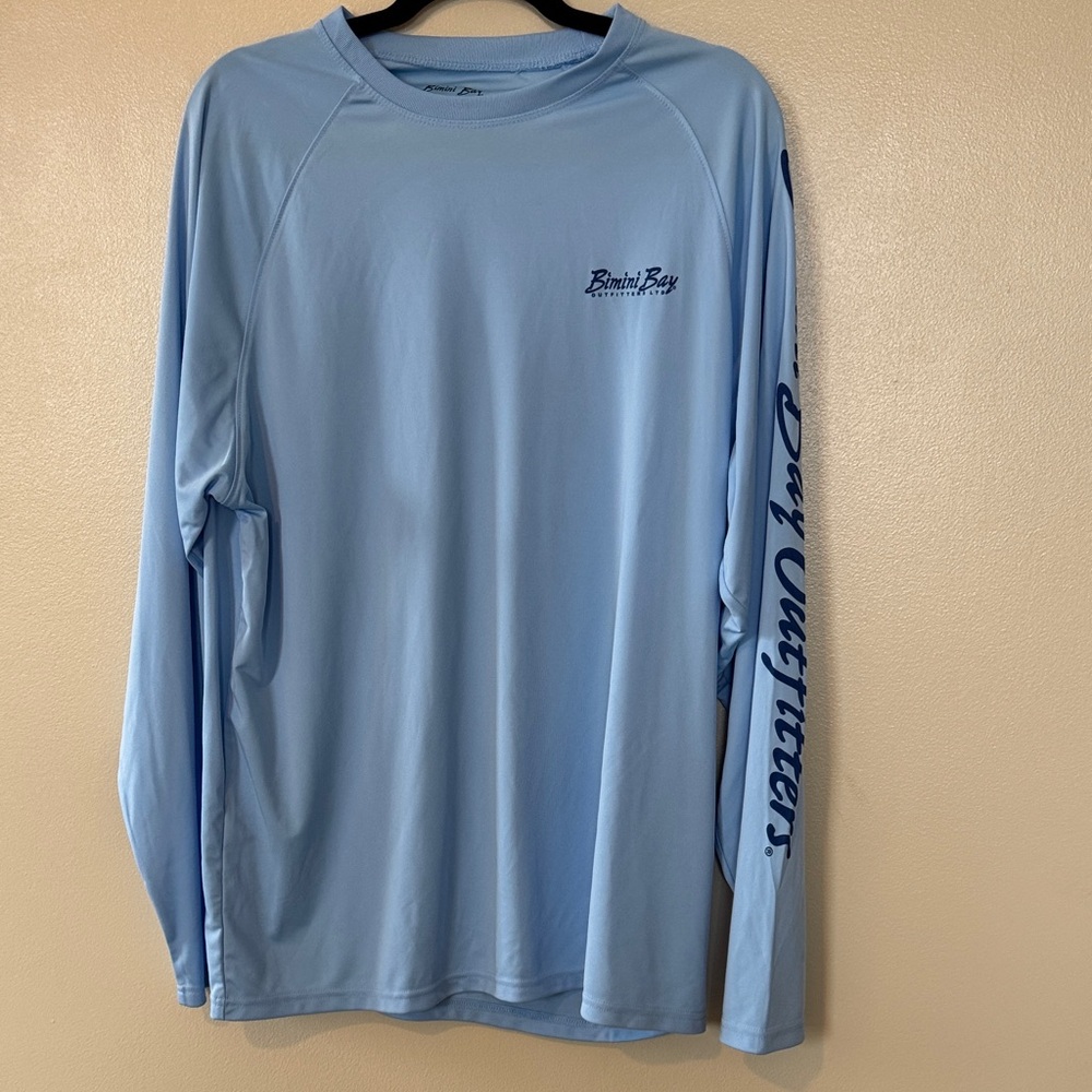 Bimini Bay Hookin men’s large  Blue Long Sleeve Shirt fishing